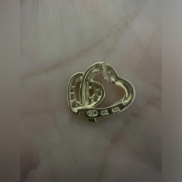 Gold over Sterling .925 CZ Heart Earrings - Picture 3 of 4